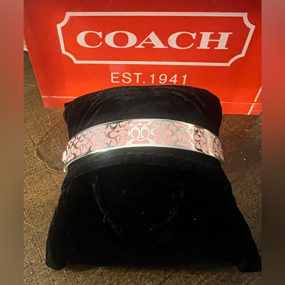 Coach Signature Enamel Pink Bangle (NWT)